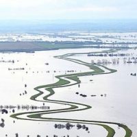 flooded fields with track running through